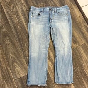 American Eagle Outfitters Blue Straight Leg Jeans Crop